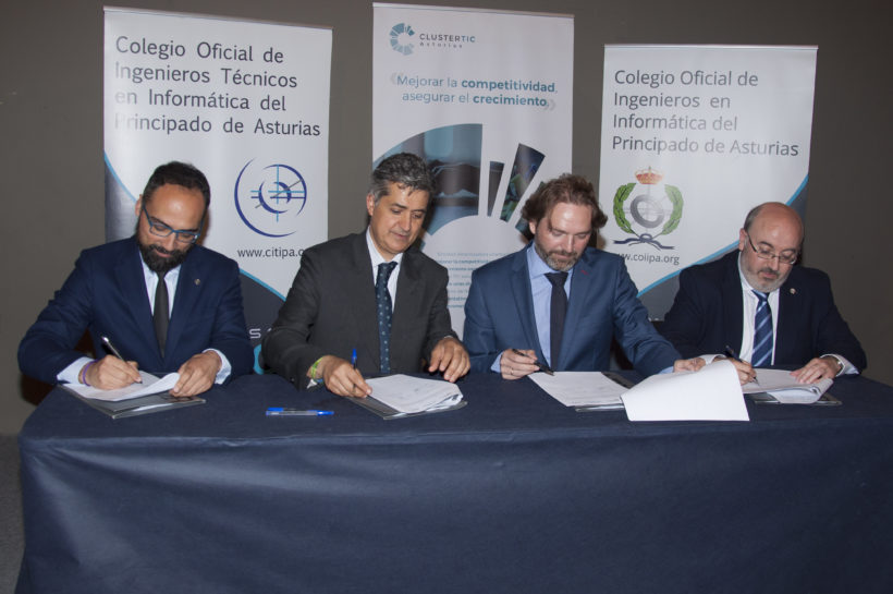 Los colegios profesionales de Ingeniería Informática de Asturias, el Clúster TIC y AENOR suscriben un convenio sobre formación en ciberseguridad